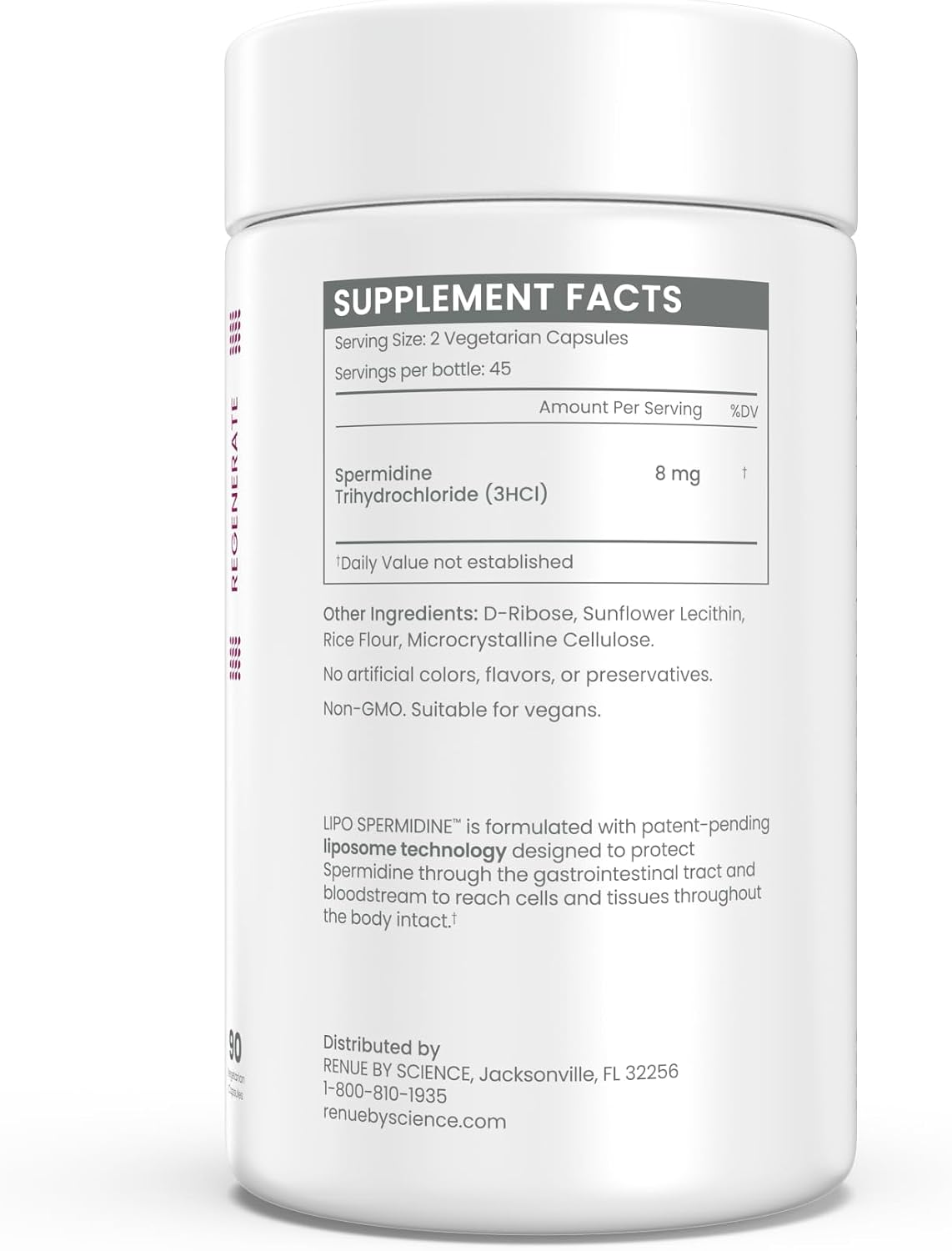 Renue By Science Espermidina Liposomal – 90 Cápsulas (8 mg por ración)