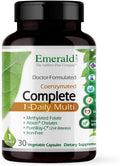 EMERALD LABS Complete 1-Daily Multi - Multivitamínico completo para hombres y mujeres con vitamina C, folato metilado y mezcla de alimentos integrales - 30 cápsulas vegetales