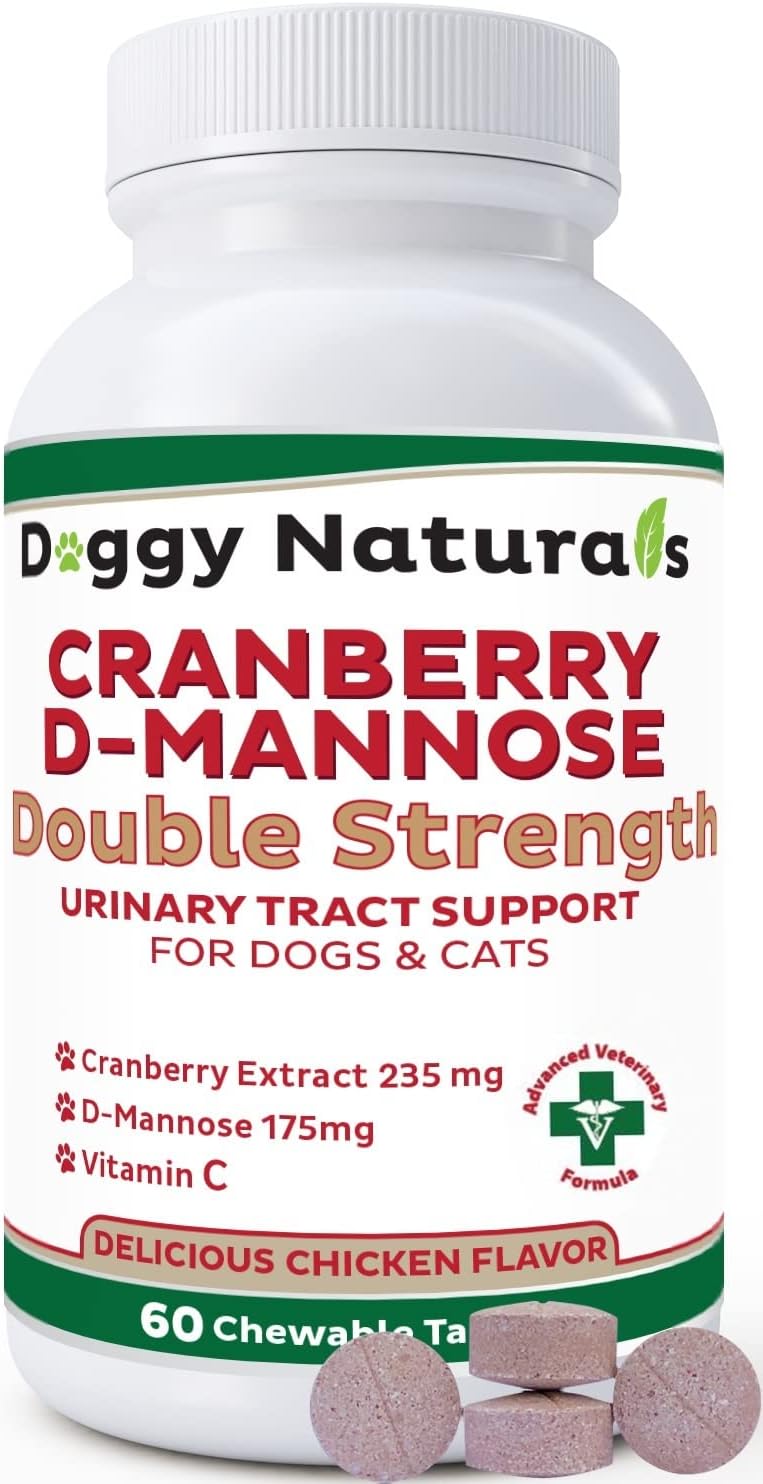 Cranberry D-Mannose para Perros y Gatos - Apoyo Urinario - Tabletas Doble Concentración (60 unidades)