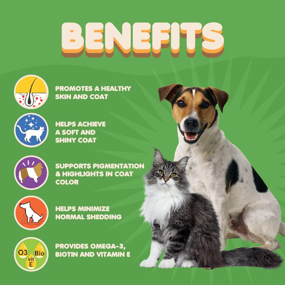 Skin and Coat Supplement con Aceite de Pescado y Omega 3 para Perros y Gatos - 90 Tabletas