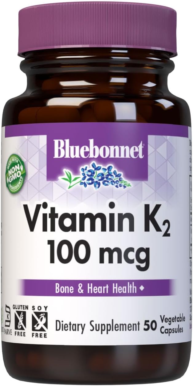 Vitamin K2 (Menaquinone-7) 100 mcg, 50 Vegetarian Capsules - BlueBonnet