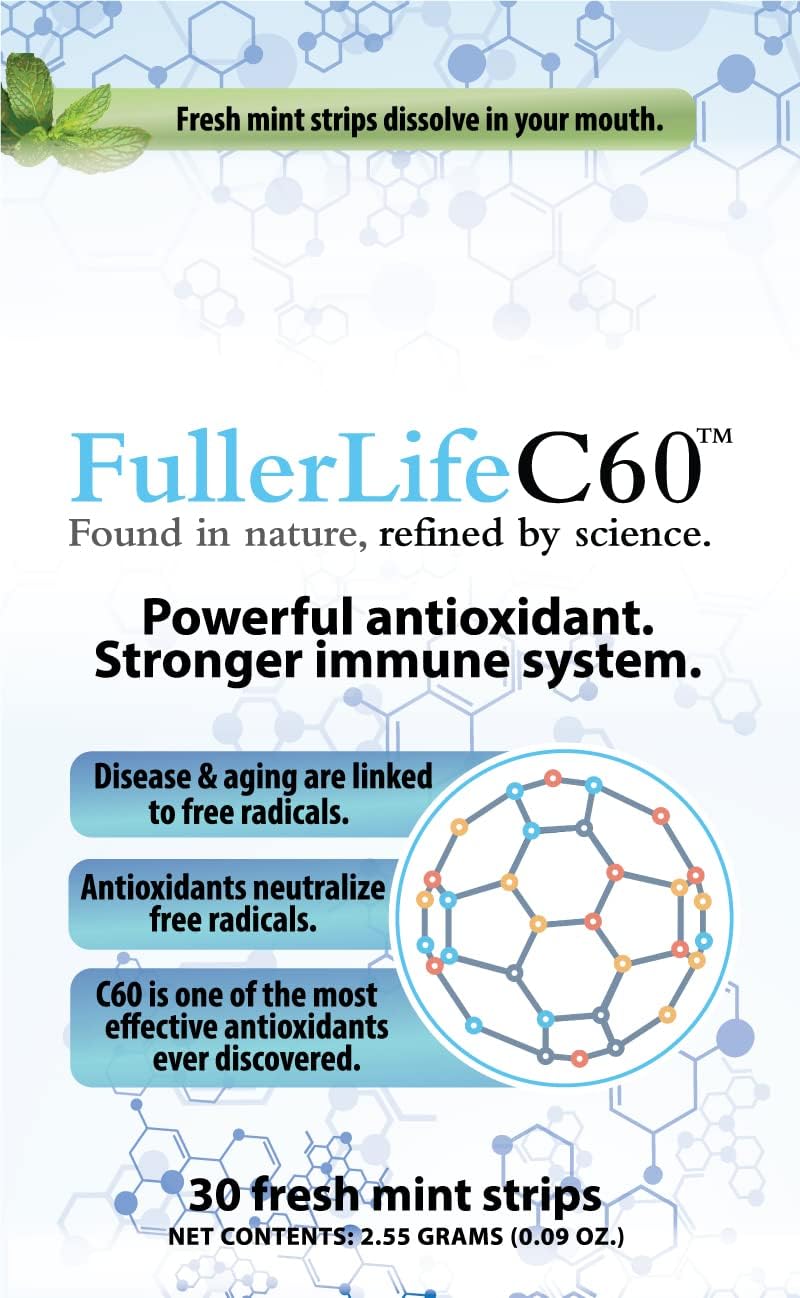 Carbon 60 (C60) Tiras Disolubles Antioxidantes - Puro 99.99% - 30 Tiras