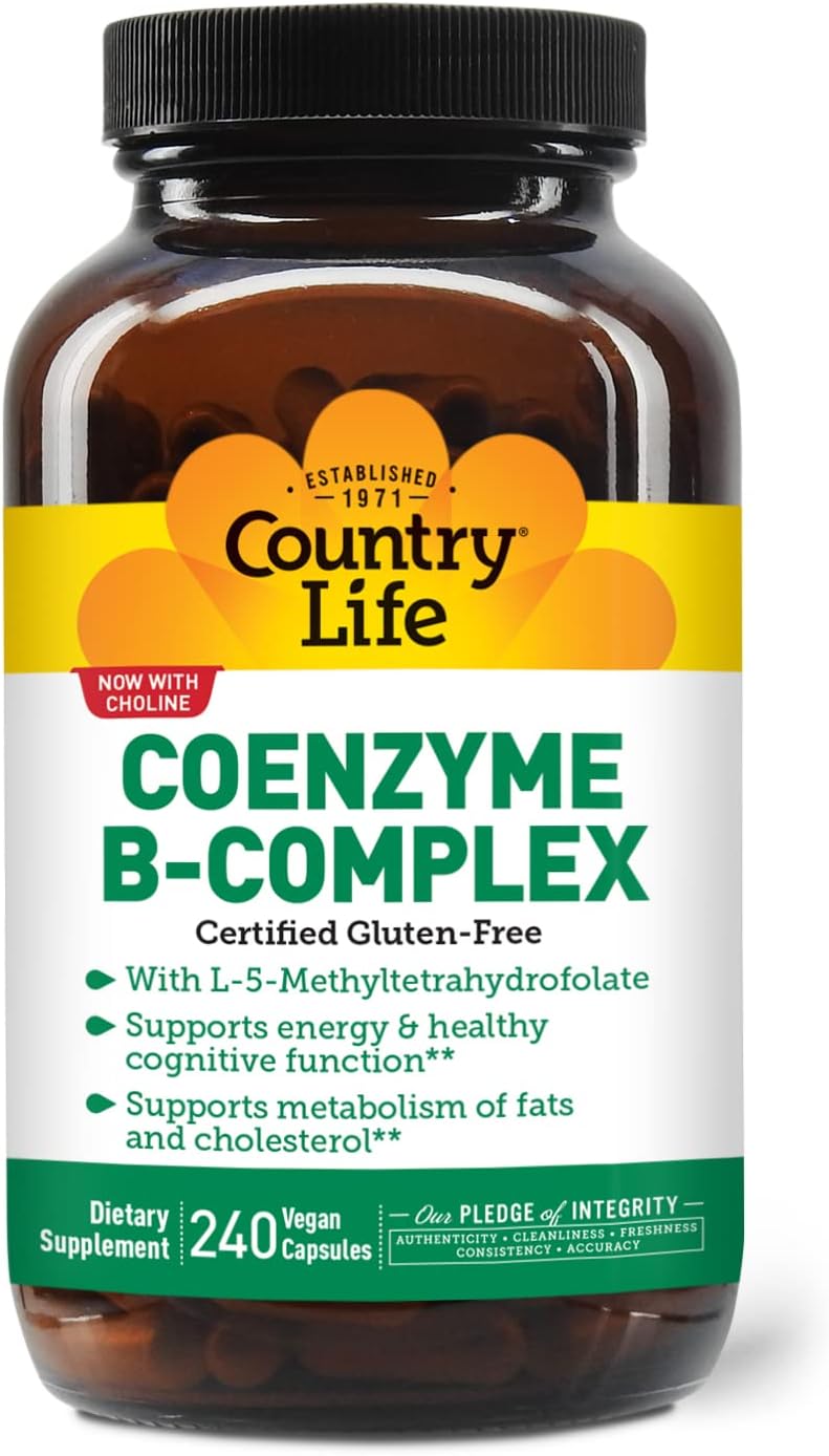 Country Life Coenzyme B-Complex con Metilfolato y B12, 240 Cápsulas