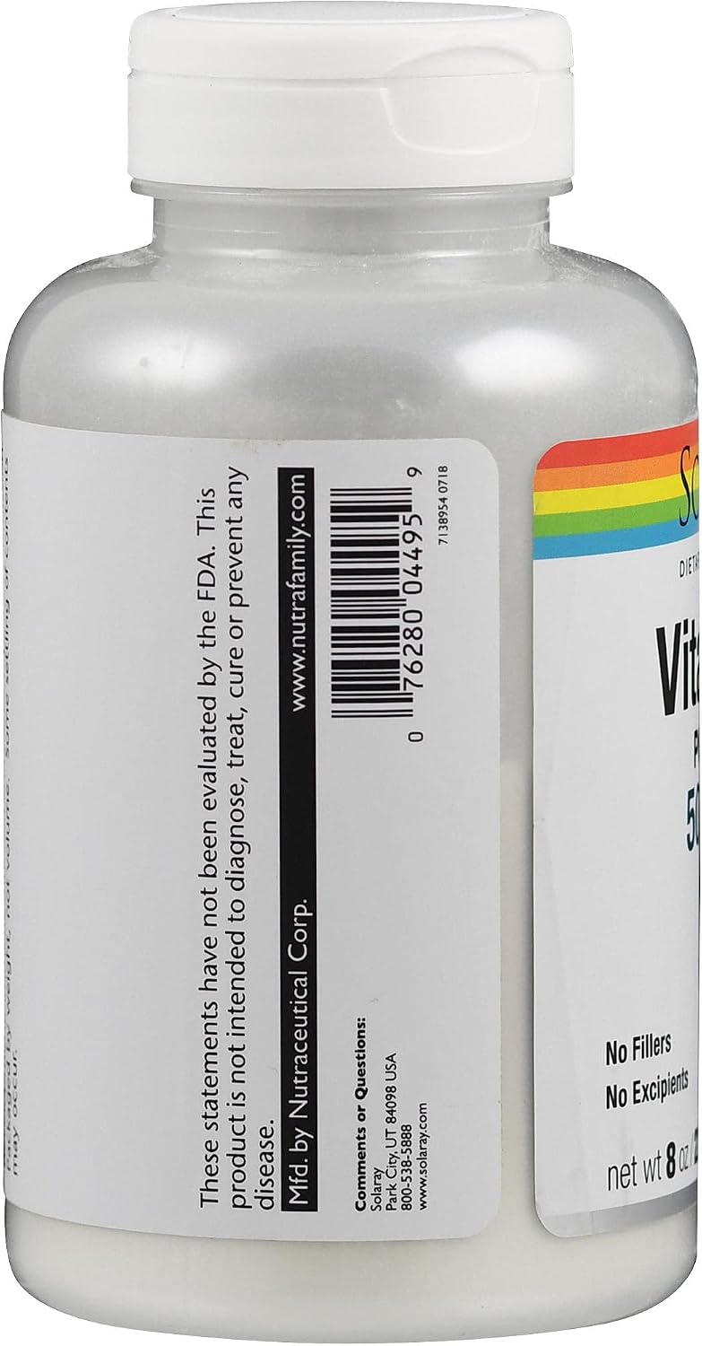 Suplemento Solaray C Cristalino, 5000 mg, 8 onzas