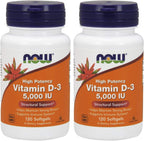NOW Vitamin D-3 5.000 UI, 120 Cápsulas Blandas