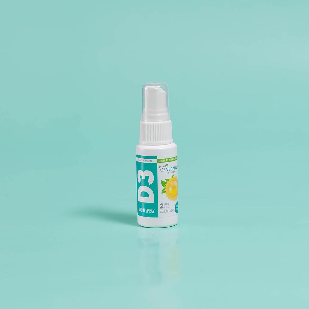 Vitamina D3 Spray para Adultos 400 UI (50% VDR) - Sabor Naranja - Sin Gluten, No GMO - 19 ml