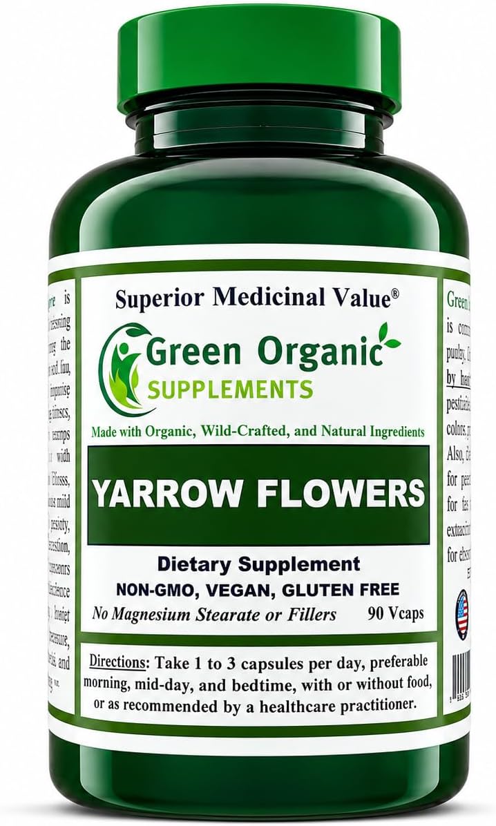 Yarrow Flower (Milenrama), 90 Cápsulas Vegetales, No OGM, Sin Gluten