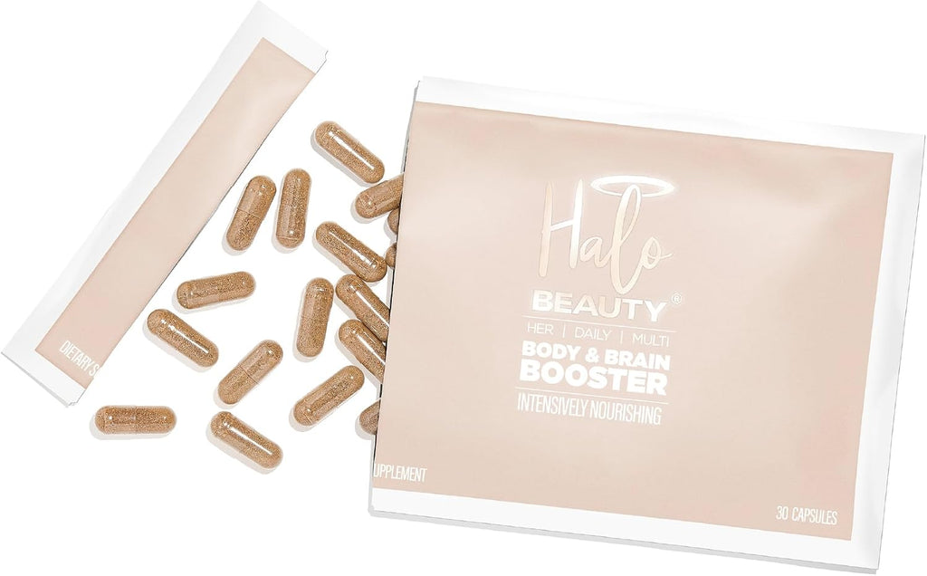 Halo Beauty Her Daily Multi | Multivitamínico para Mujeres | Energía, Claridad Mental y Bienestar con B6, D3 y Zinc | Cápsulas Veganas | 1 Mes