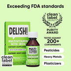 NovaFerrum Delish | Multivitamínico Vegano con Hierro para Bebés y Niños | Con Vitamina D3 Orgánica | Sin Gluten, Sin Azúcar | 50 ml