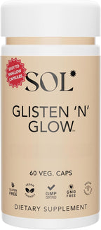 Sol Nutrition Glisten 'N' Glow: Suplemento de Vitaminas para la Piel con Biotina, Colágeno, Vitaminas A, B, C y E, 60 Cápsulas