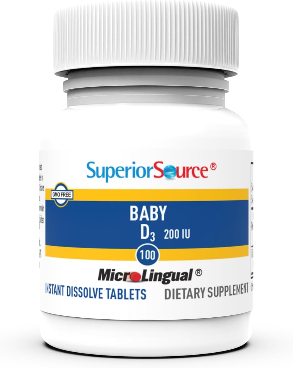 Superior Source Vitamina D3 Bebé - 100 tabletas MicroLingual de disolución instantánea