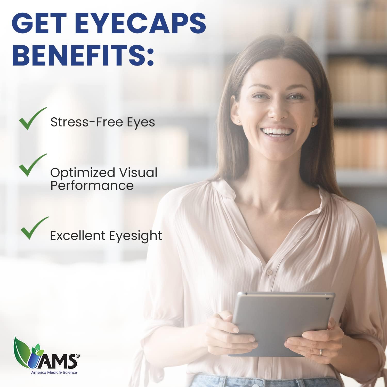 America Medic & Science EyeCaps (30 comprimidos) - Suplemento para la visión con luteína, zinc y vitaminas