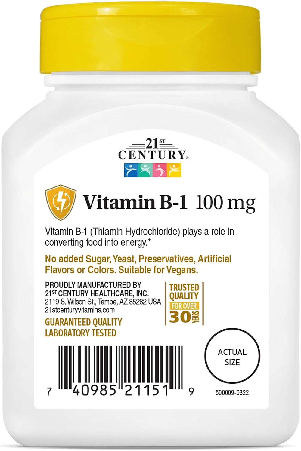 21st Century Vitamin B-1 100 mg, 3 x 100 Tablets