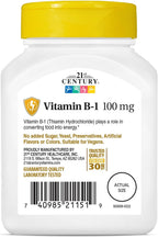 21st Century Vitamin B-1 100 mg, 3 x 100 Tablets