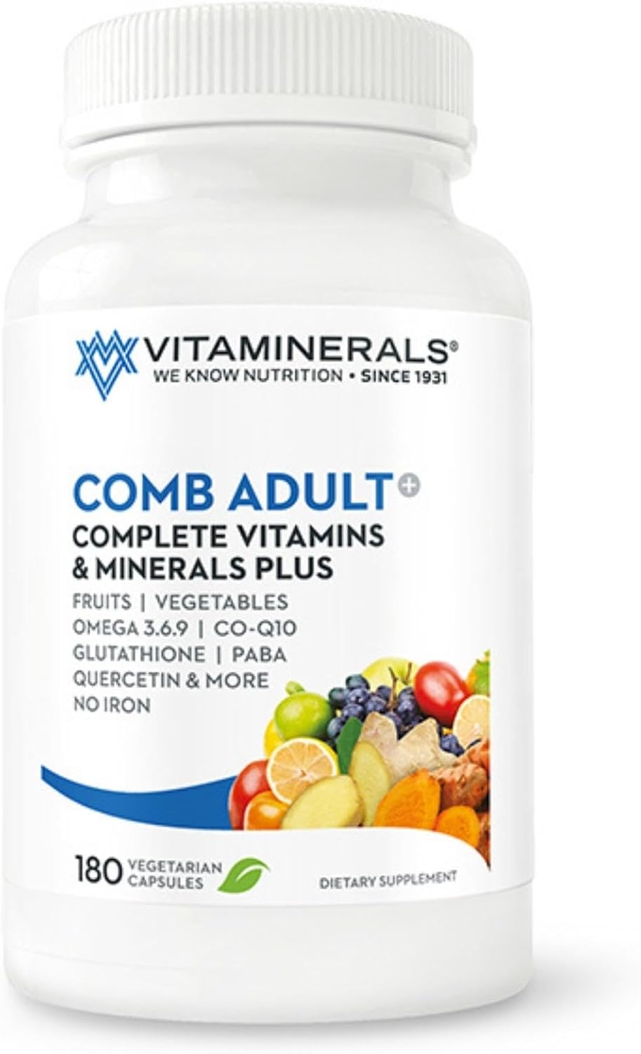 Vitaminerals CombAdult Fórmula Integral Multivitamínica y Mineral (180 Cápsulas Vegetales)