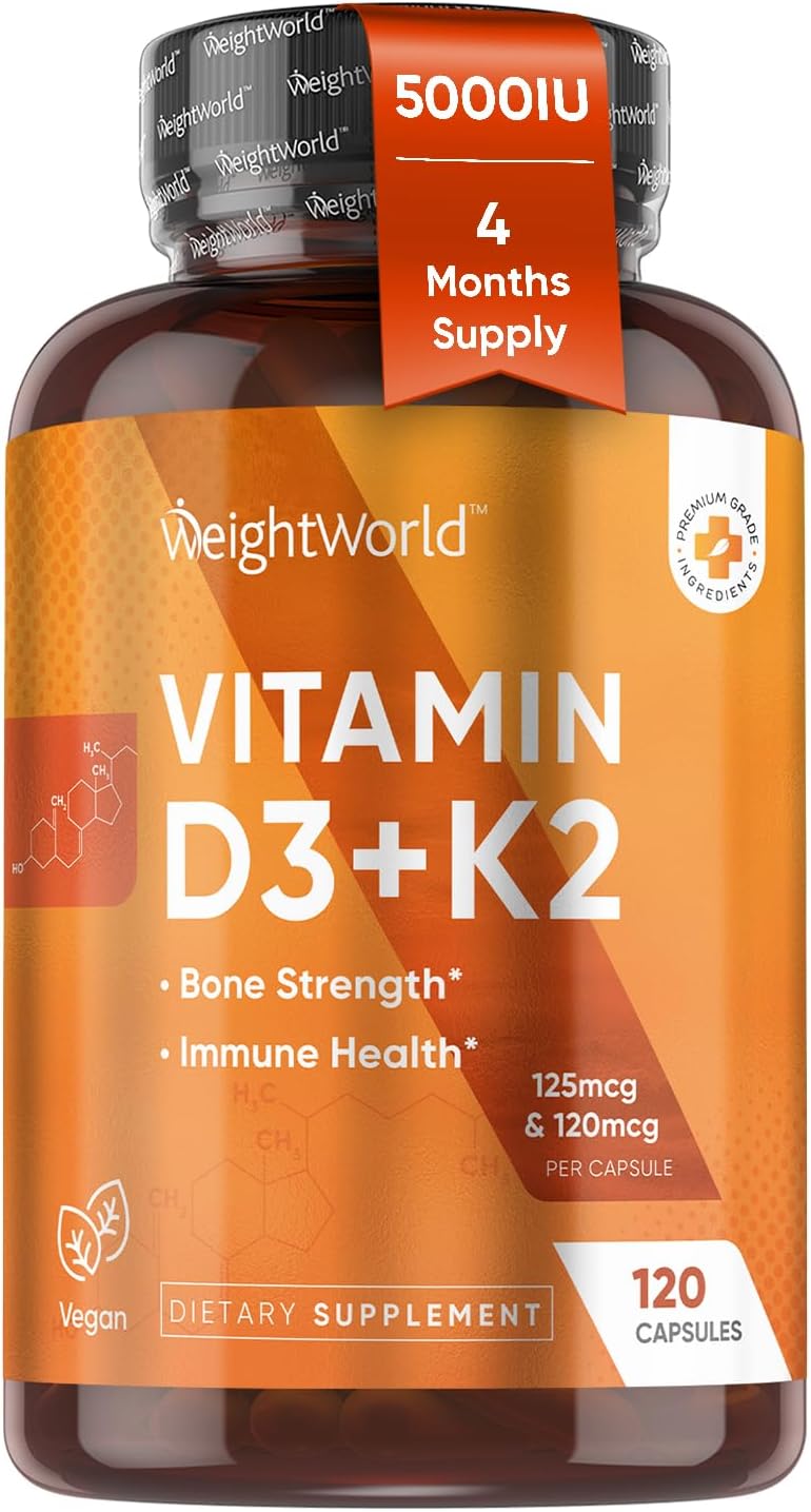 WeightWorld Vitamina D3 5000 UI + K2 MK-7 120 mcg - 120 Cápsulas