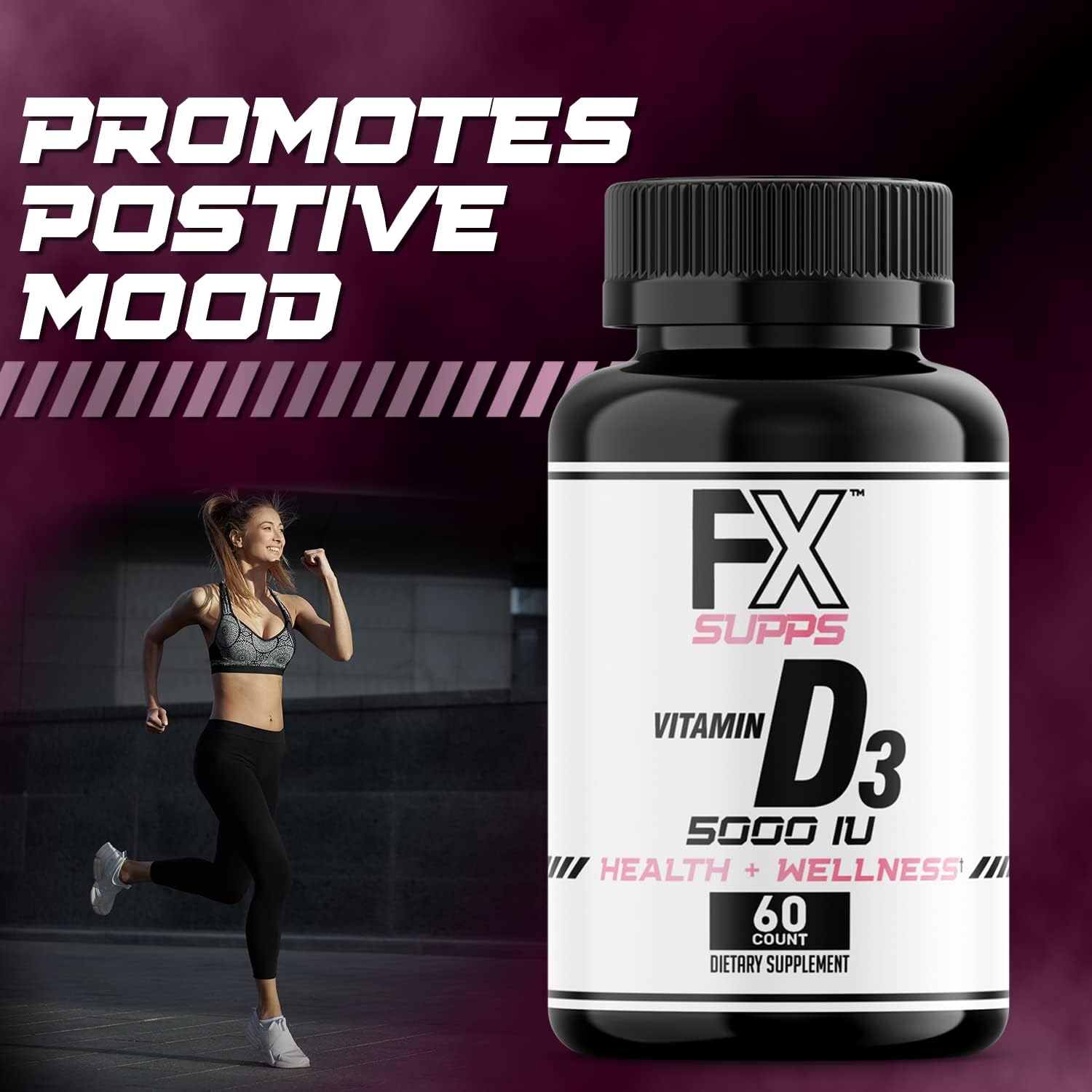 FXSUPPS Vitamina D3 5000 UI (60 Cápsulas Blandas) - Complemento Alimenticio con Colecalciferol