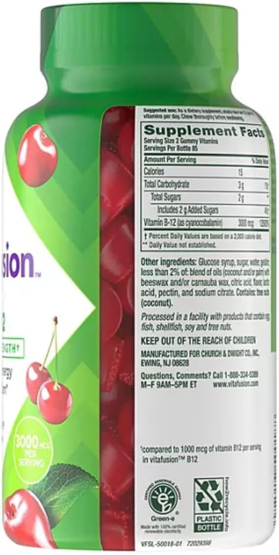 Vitamin B12 Extra Strength Gummy Vitamins - 3000 mcg, 170 Gominolas