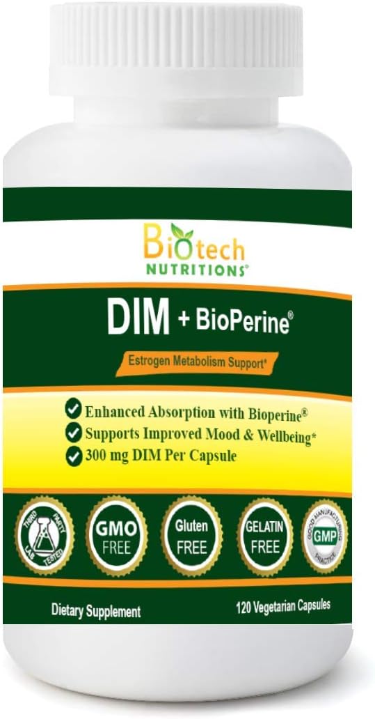 Biotech Nutritions DIM 300 mg con BioPerine - 120 Cápsulas Vegetales