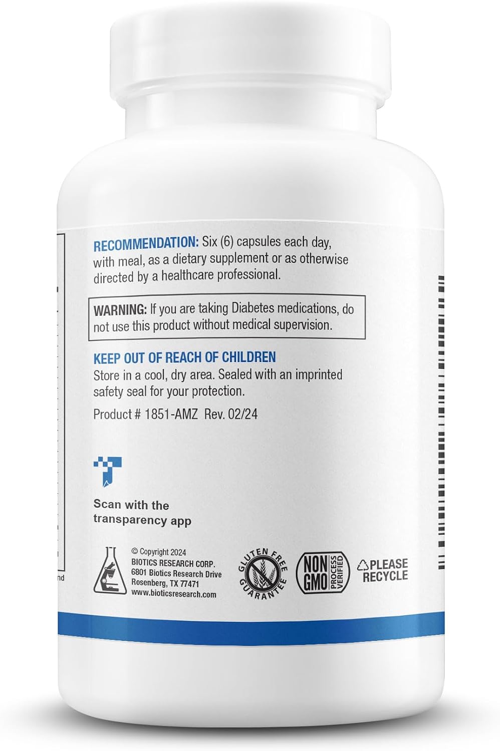 Biotics Research GlucoBalance — Cromo, Vanadio, L-Carnitina, 180 Cápsulas