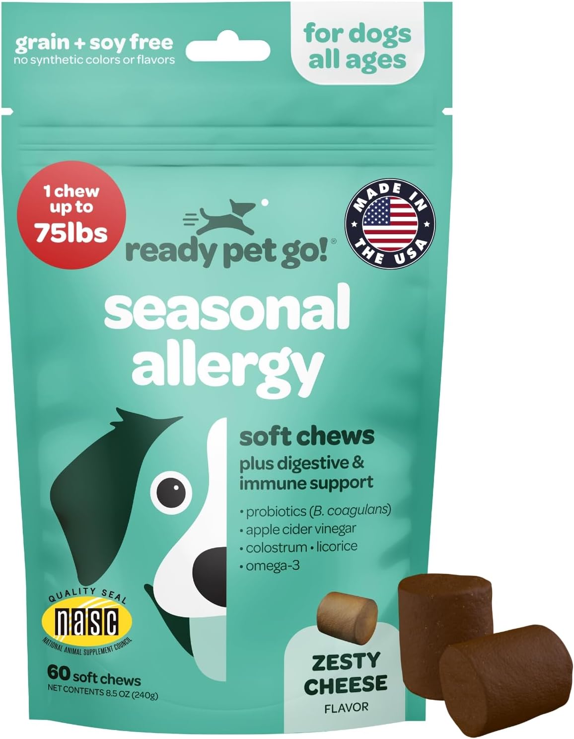 Complemento de Aceite de Pescado para Perros - Omega 3 con EPA, DHA y Aceite de Krill - 90 Masticables