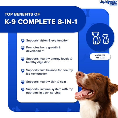 LIQUIDHEALTH K9 Complete 8-en-1 – Taurina y L-arginina: Aminoácidos que participan en la función cardíaca y la – Image 3