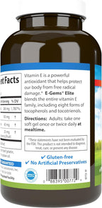 Carlson E-Gems Elite, 400 UI Vitamina E con Tocoferoles y Tocotrienoles, 240 Cápsulas Blandas