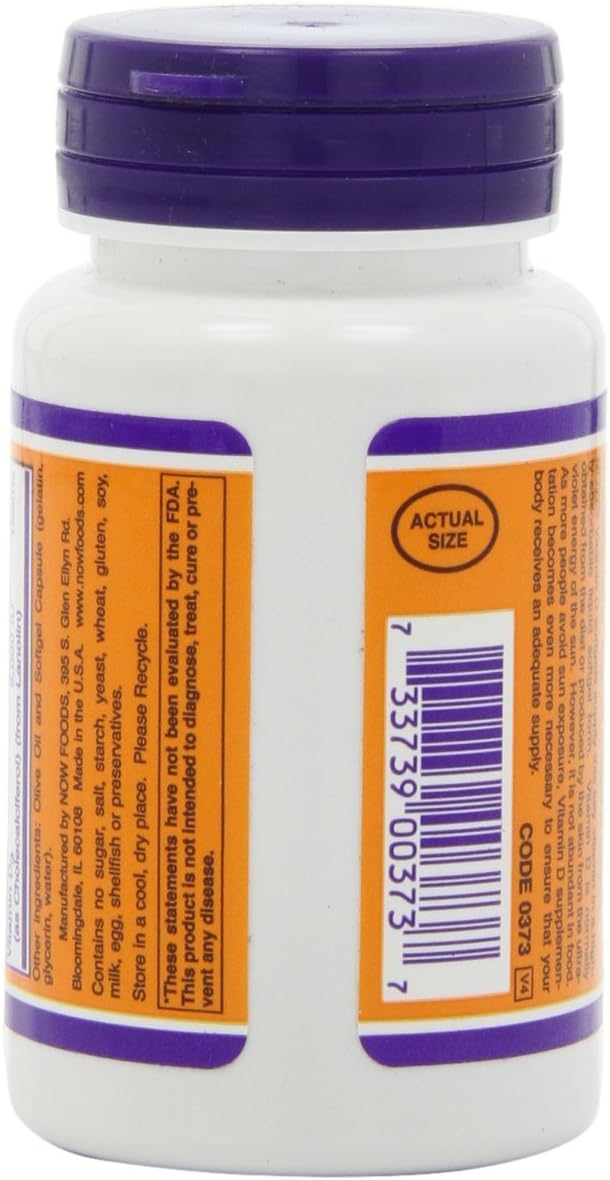 NOW Foods Vitamina D-3 5000 IU 240 Cápsulas Blandas (Paquete de 2)