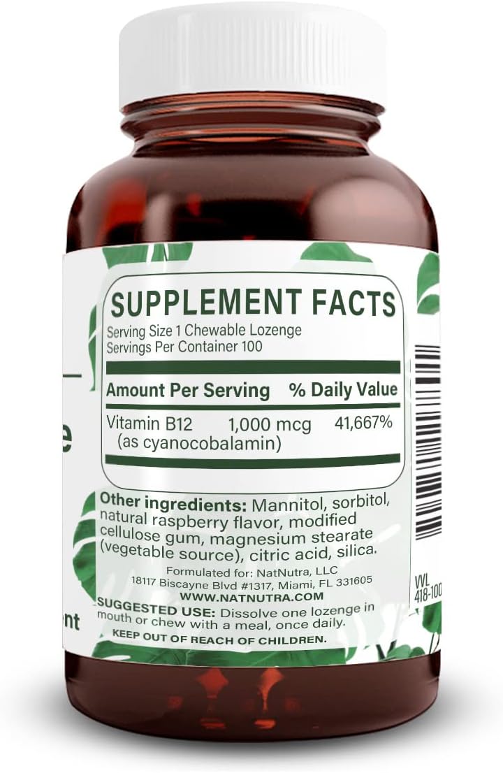 Natural Nutra Vitamina B12 - 100 Comprimidos Sublinguales