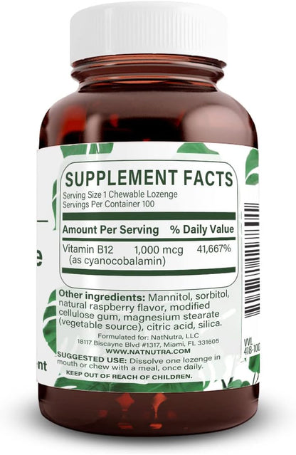 Natural Nutra Vitamina B12 - 100 Comprimidos – Metabolismo energético normal: Participa en la conversión de los – Image 2