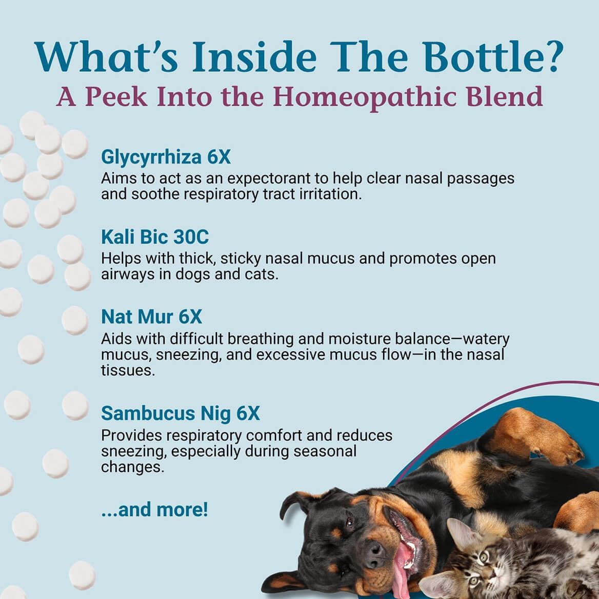 PetAlive Sinu-Rite - Alivio de la Congestión Nasal para Perros y Gatos - 180 comprimidos homeopáticos