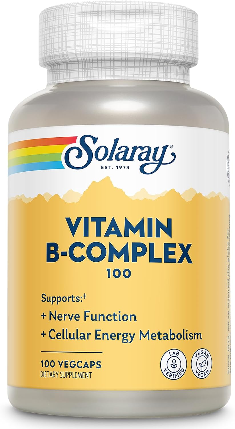 SOLARAY Complejo B 100 mg - Apoyo Energético y Nervioso, 100 Cápsulas