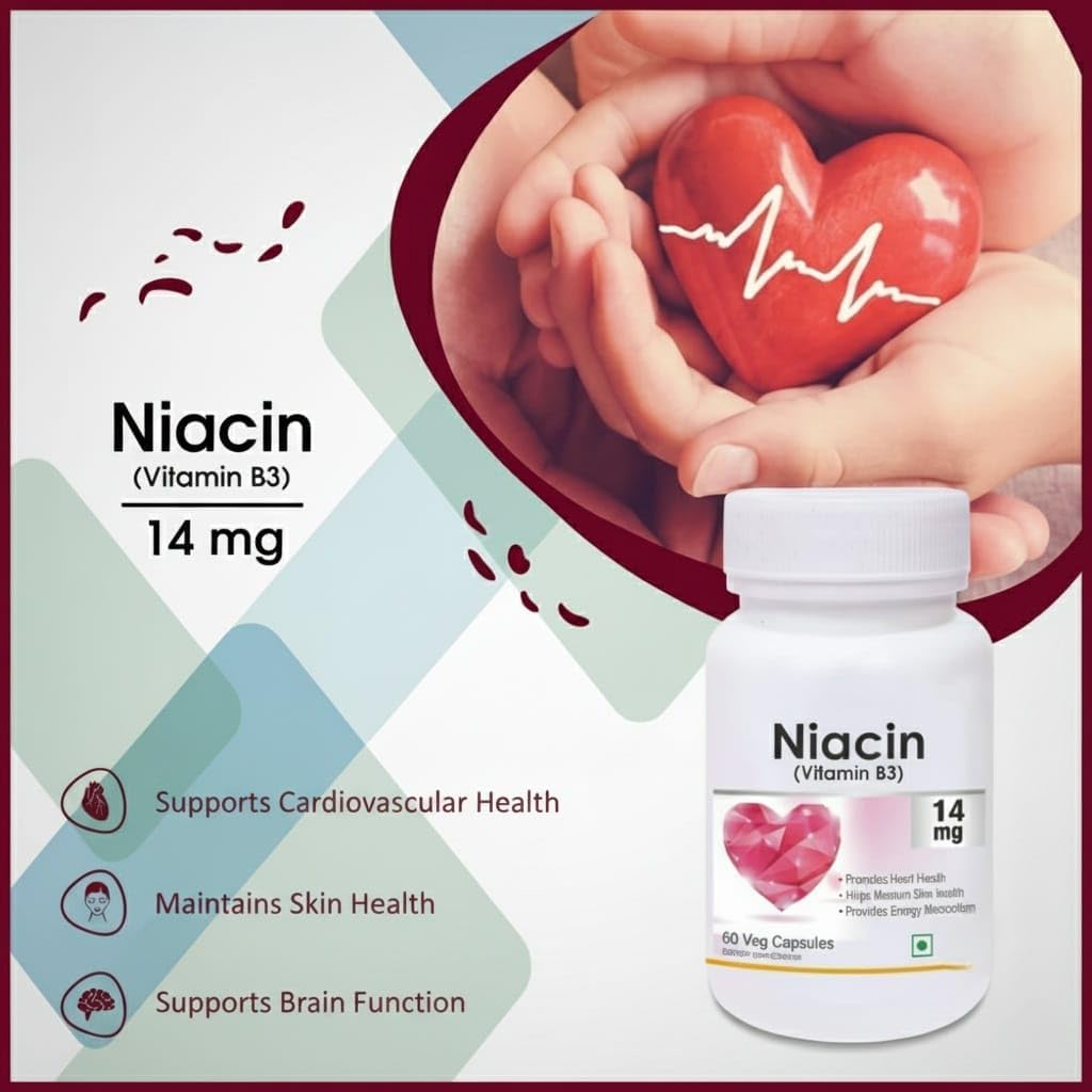 Niacina 14mg Vitamina B3 con Inositol 50mg - 60 Cápsulas Veganas