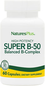 NaturesPlus Super B-50 - High Potency B Complex with Choline, Inositol & PABA - 90 Capsules