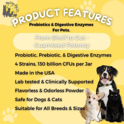 Dog & Cat Probiotics, Prebiotics, & Digestive Enzymes – Flavorless Powder for Gut Health, Allergies, Itchy Skin, Gas & – Image 6