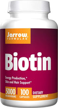 Jarrow Formulas Biotina 5000 mcg - 100 Cápsulas Vegetales (Pack de 2)