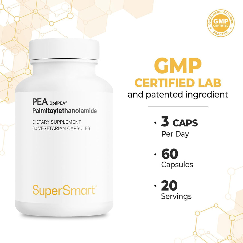 Supersmart - 99% PEA PalmitoilEtanolAmida 1200 mg al día con OptiPEA - 60 cápsulas vegetarianas