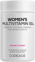 Codeage Women’s Multivitamin 50 - Essential Vitamins for Women Over 50, Methylated Folate, Magnesium, Selenium, Vitamin B6, B12, D3 Antioxidants - 1 Pill Per Serving - Gluten-Free - 30 Capsules