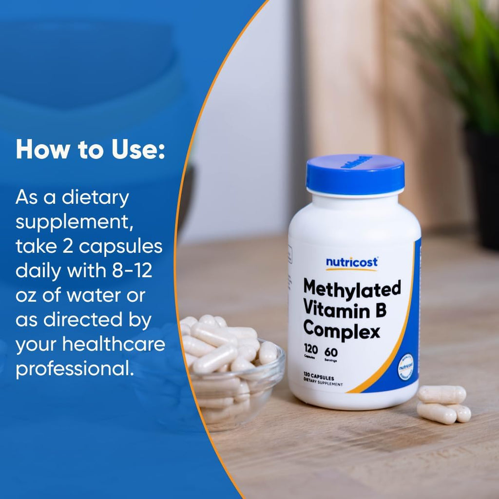 Nutricost Methylated Vitamin B Complex 120 Cápsulas - (60 Servicios) Sin Gluten