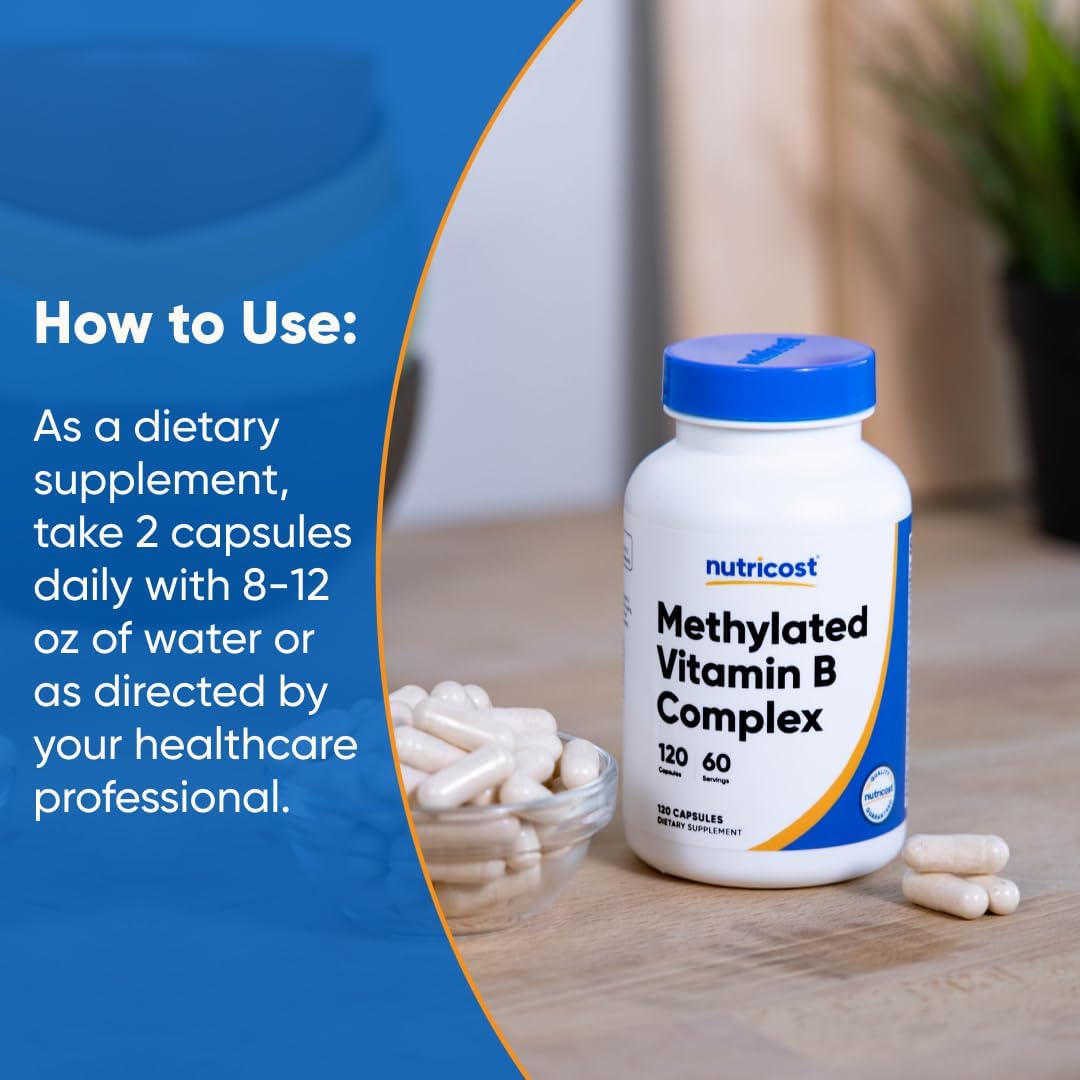 Nutricost Methylated Vitamin B Complex 120 Cápsulas - (60 Servicios) Sin Gluten