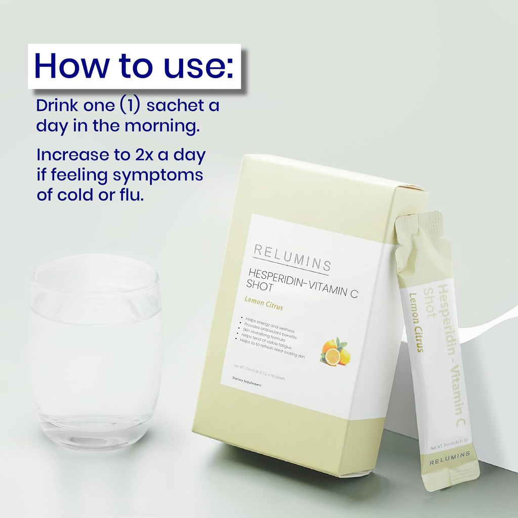 Relumins Vitamin C Shots con Hesperidina y Bioflavonoides - 10 sobres (25ml cada uno)