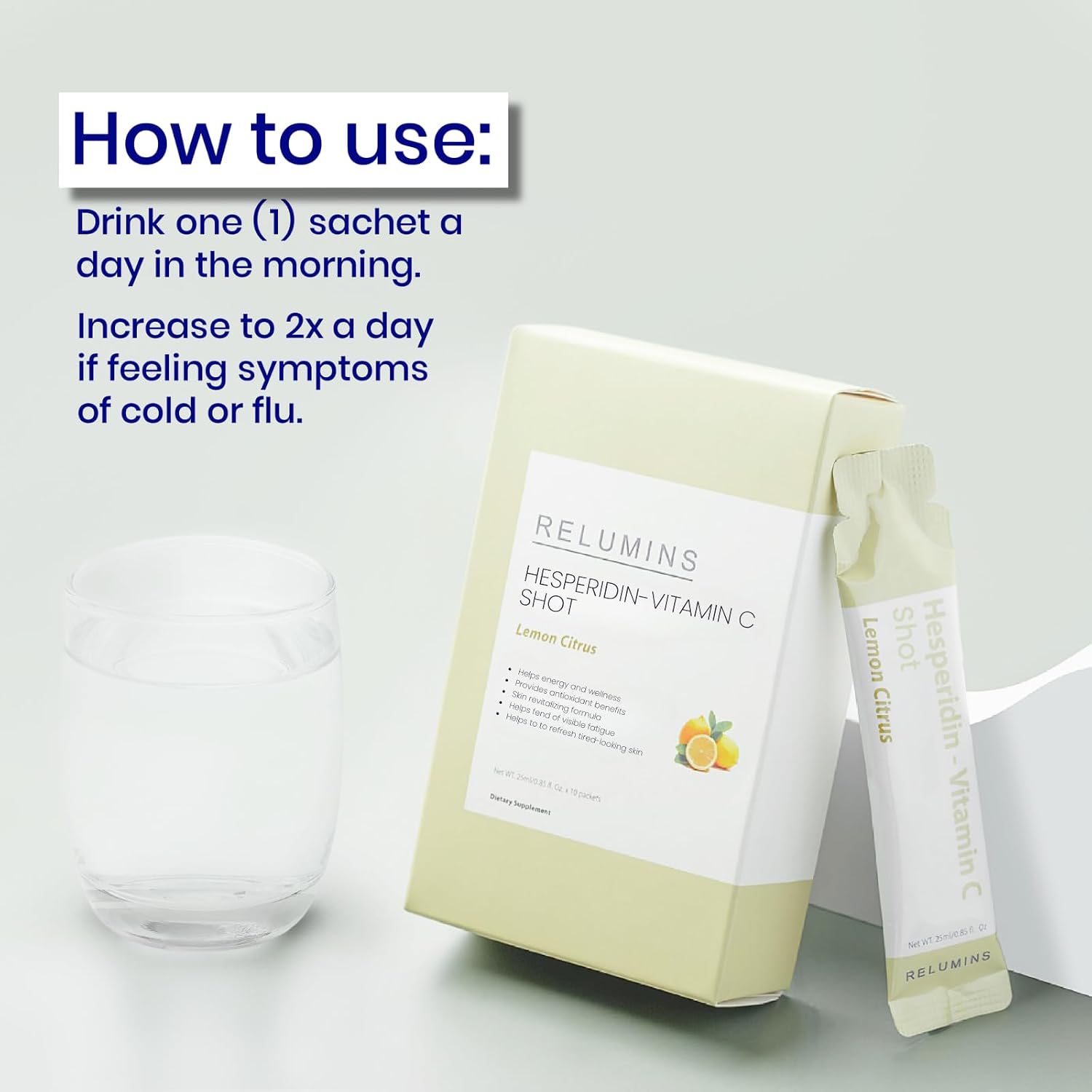 Relumins Vitamin C Shots con Hesperidina y Bioflavonoides - 10 sobres (25ml cada uno)