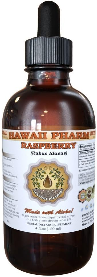 Hawaii Pharm Extracto Líquido de Frambuesa (Rubus idaeus) - Suplemento Herbal, 4x118 ml