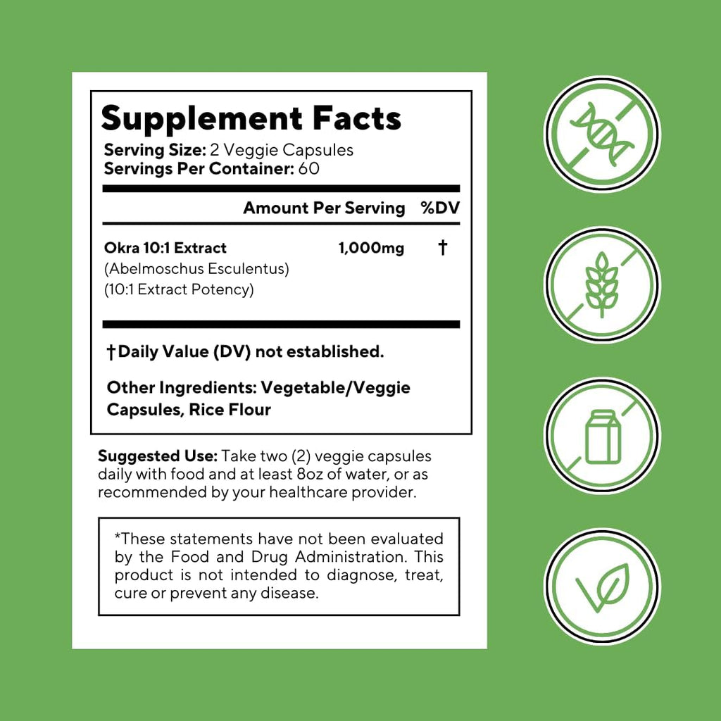 Vitapia Extracto de Okra 10:1 - 120 Cápsulas Veganas - Salud Cardíaca y Digestión