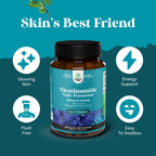 Vitamina B3 Niacinamida 500mg Cápsulas - Suplemento Energético y para la Piel - Nicotinamida Sin Flush - 180 Cápsulas