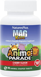 Natures Plus Animal Parade MagKidz Magnesio para Niños, 90 comprimidos masticables