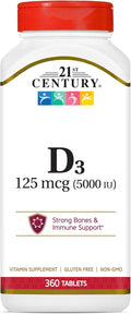 21st Century Vitamina D3 5000 UI, 360 Tabletas