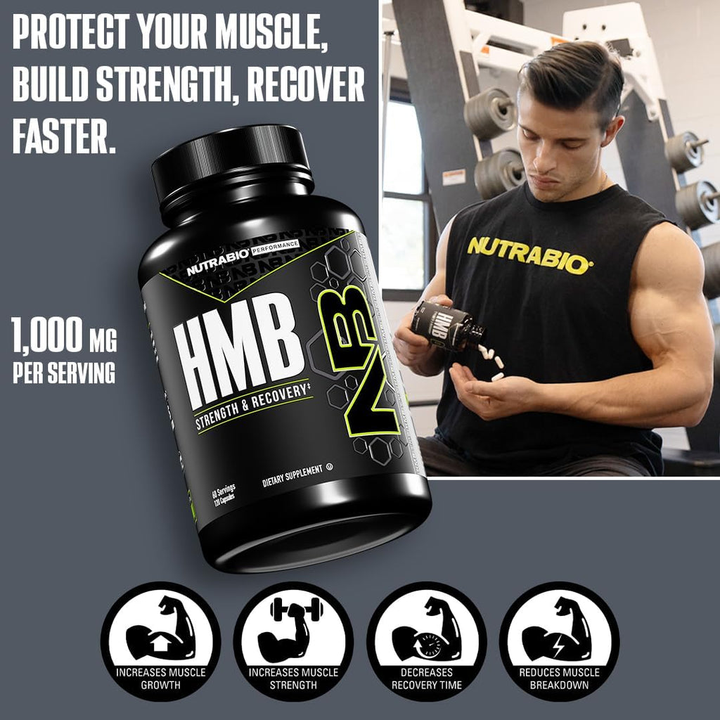 NutraBio HMB Supplement, Amino Acid, 1000mg, 120 Cápsulas