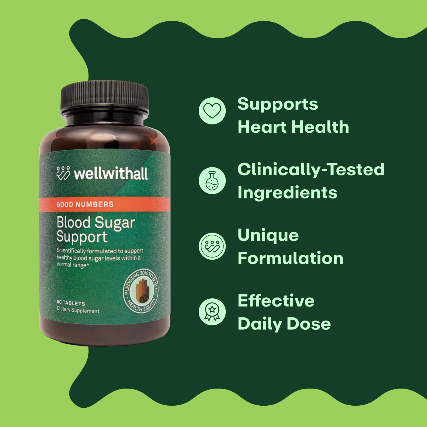 WellWithAll Suplemento para el Metabolismo de la Glucosa y Bienestar con Berberina – 60 Comprimidos