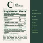 Nature's Bounty Vitamina C, Apoyo para un Sistema Inmunitario Saludable, 500 mg de Vitamina C con Escaramujo, 90 Comprimidos Masticables